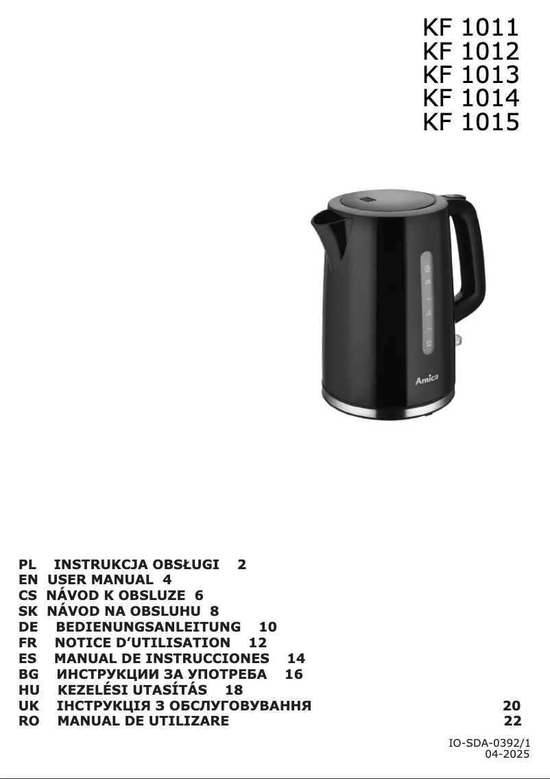 Image de la première page du manuel de l'appareil KF 1013
