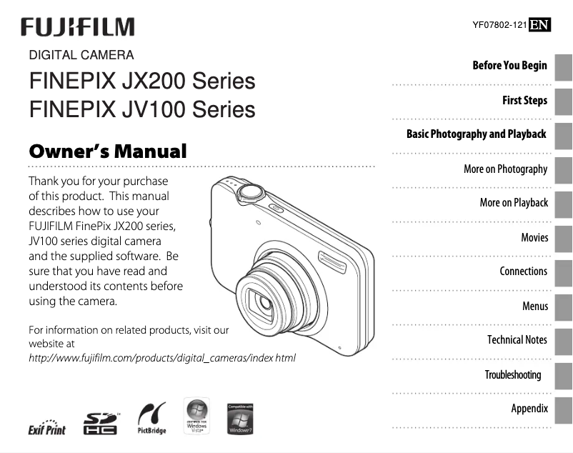 Page n°1 - Manuel utilisateur Fujifilm FinePix JV150