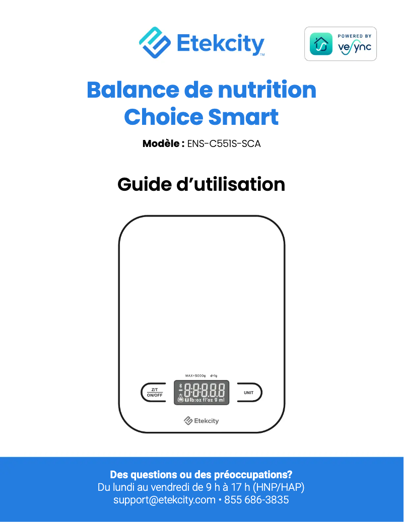 Page n°1 - Manuel utilisateur Etekcity ENS-C551S-SUS