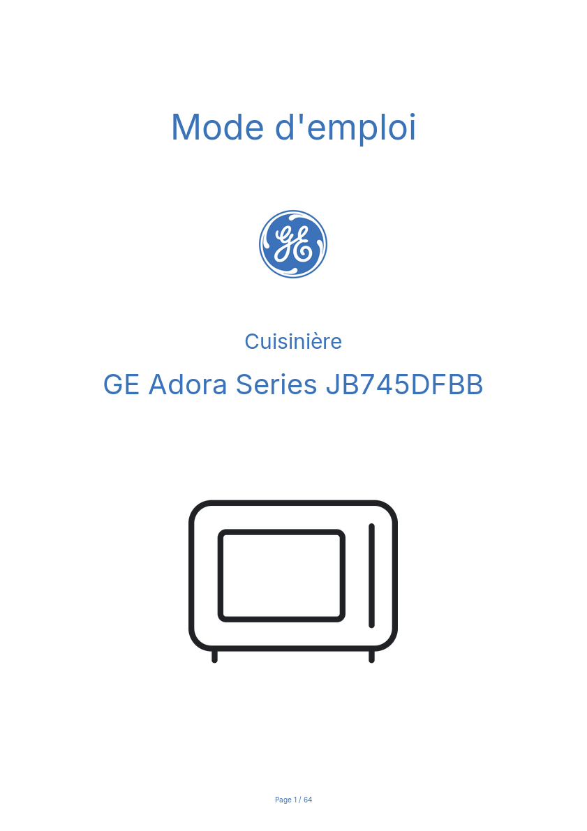 Page n°1 - Mode d'emploi GE Adora Series JB745DFBB