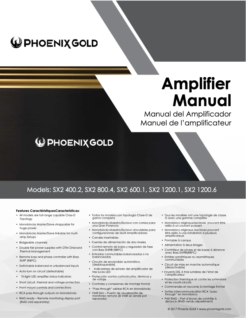 Page 1 de la notice Manuel utilisateur Phoenix Gold SX2 1200.6