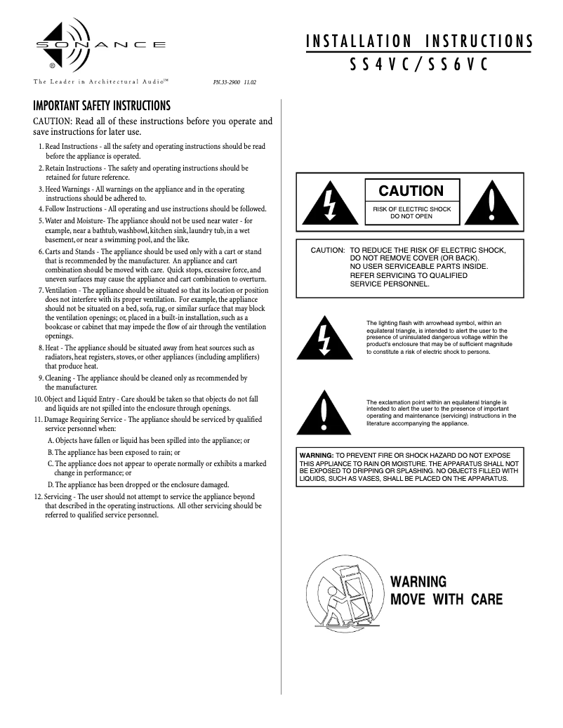 Page n°1 - Guide d'installation Sonance SS4VC