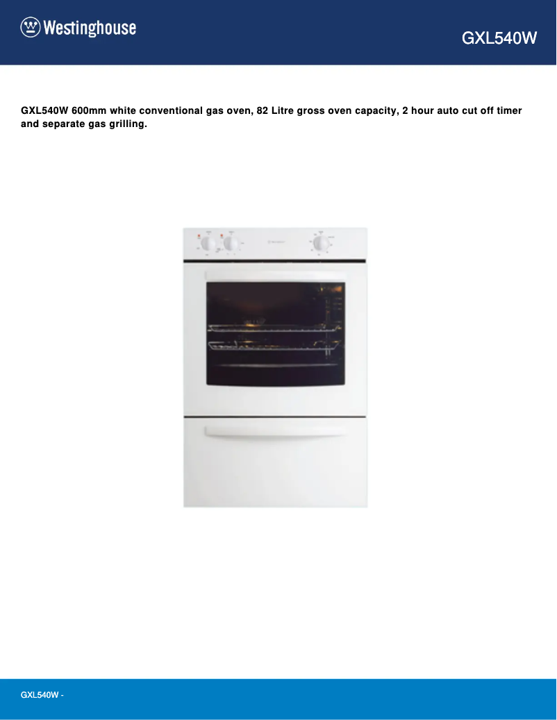 Image de la première page du manuel de l'appareil GXL540W