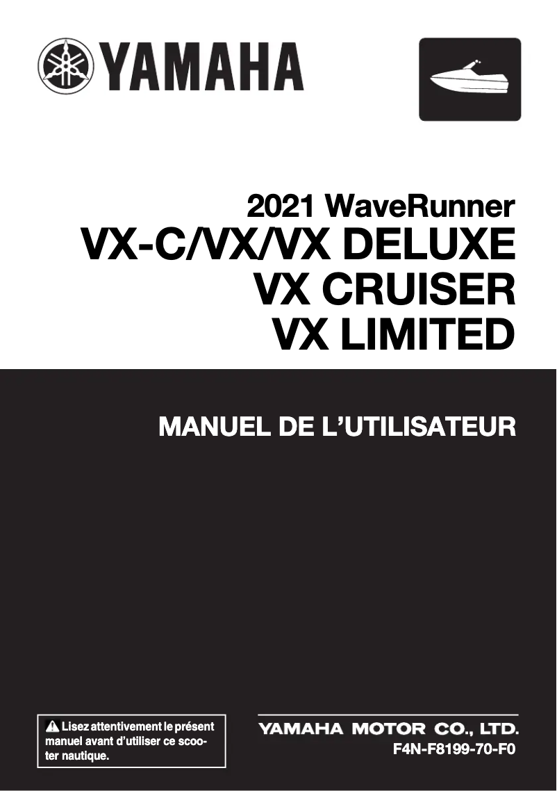 Image de la première page du manuel de l'appareil WaveRunner VX Deluxe (2021)