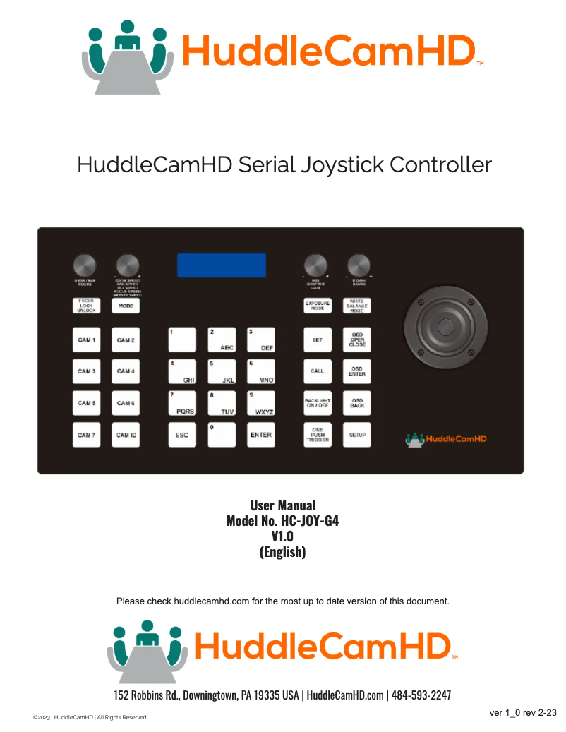 Page n°1 - Manuel utilisateur HuddleCamHD HC-JOY-G4