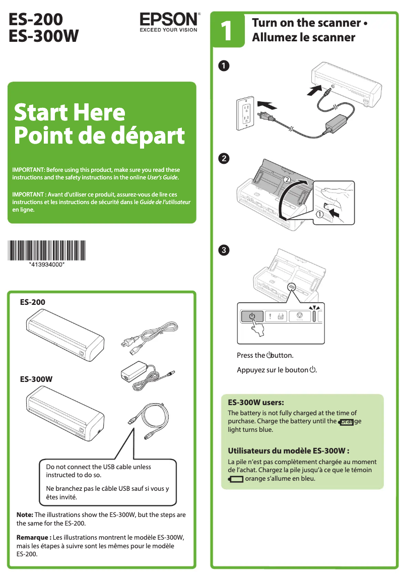Imagen de la primera página del manual del dispositivo WorkForce ES-300W