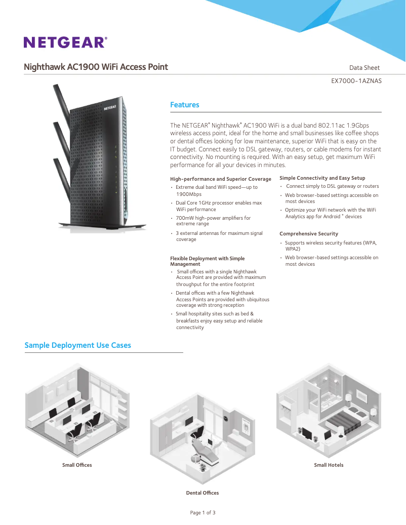 Page n°1 - Fiche technique Netgear Nighthawk EX7000