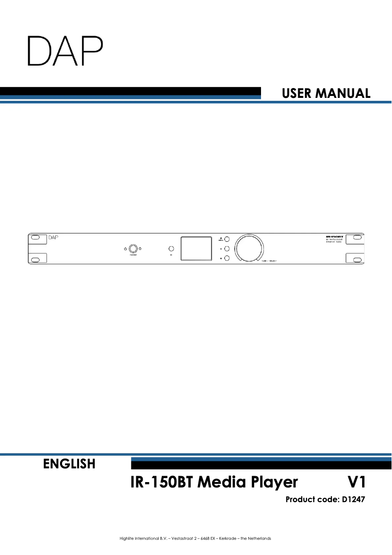 Page 1 de la notice Manuel utilisateur DAP-Audio IR-150BT